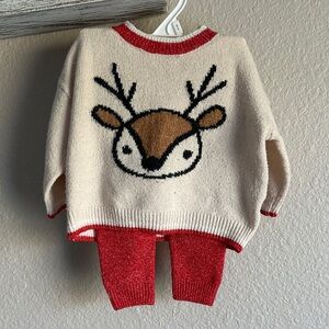 NWOT Reindeer Sweater and Pants Set